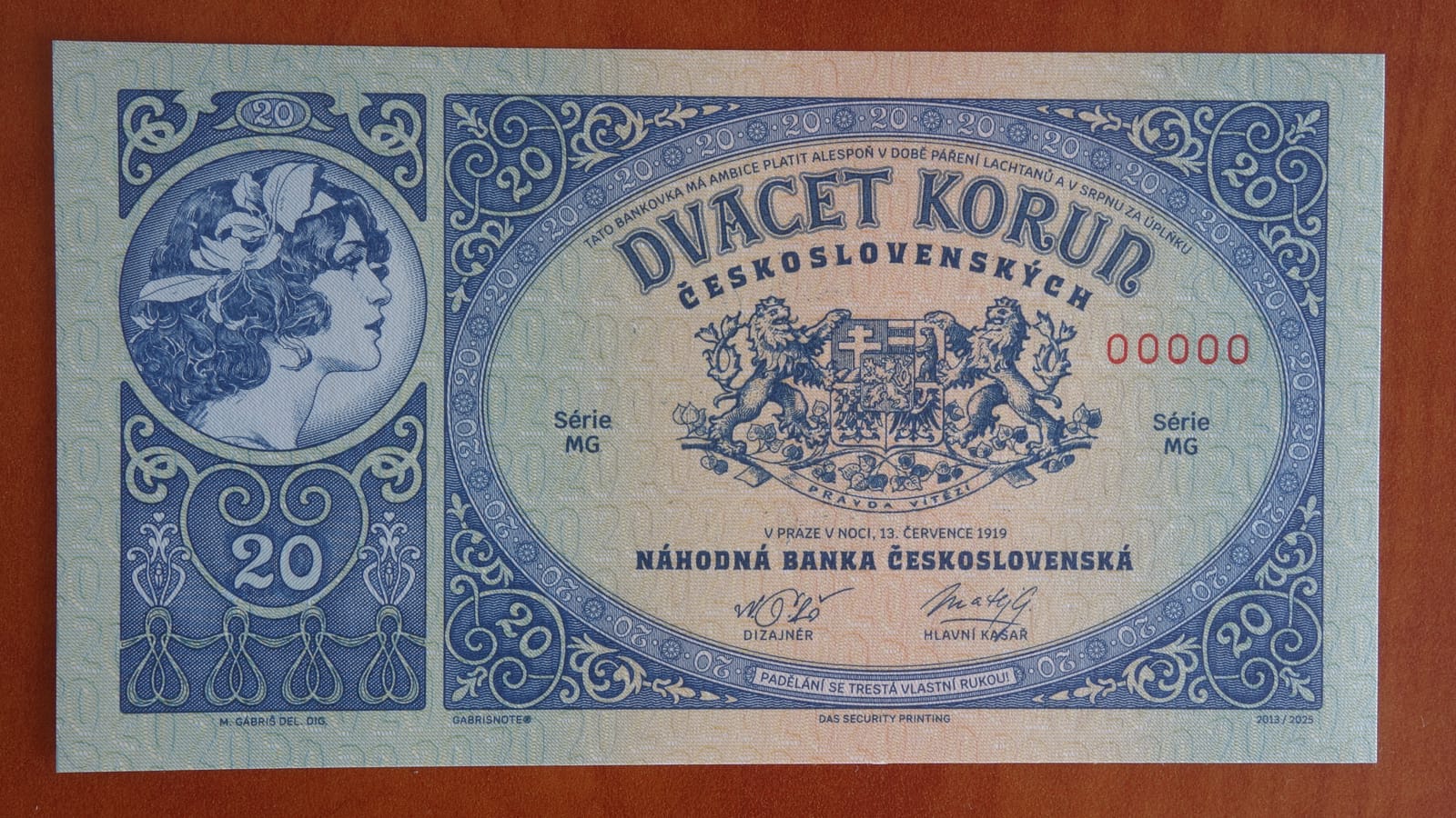 Gábrišovka – 20 korún Československých 1919 - avers